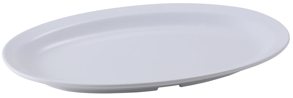 Winco MMPO-118W 11 Inch Oval Narrow Rim Platter Plastic White with Heat Resistance