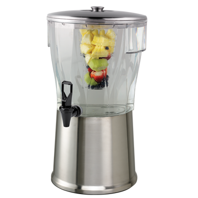Service Ideas Essential 5-Gallon Round Cold Beverage Dispenser - Brushed Stainless and Black