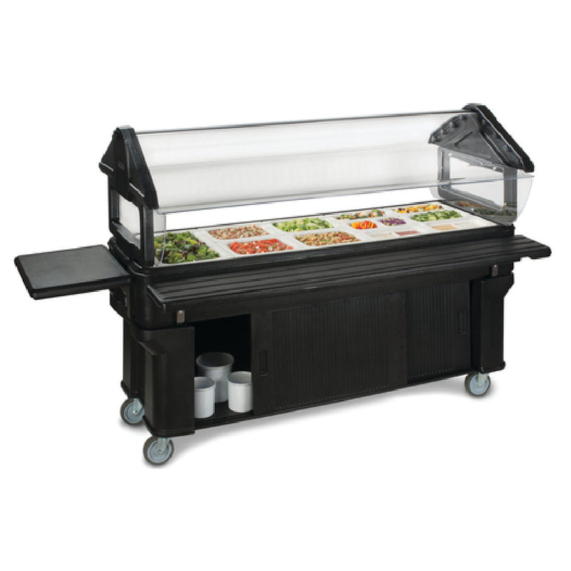 Carlisle 661103 72 Inch Portable Food Bar with Enclosed Storage Black Polyethylene