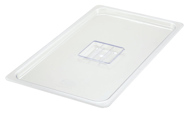 Winco SP7100S 1/1 Size Solid Food Pan Cover with Handle Polycarbonate Clear