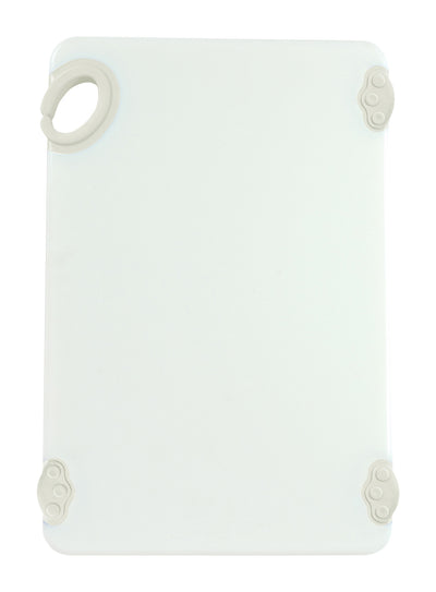 Winco CBN-1218WT 12 Inch Rectangular Cutting Board with Rubber Grip Hook White Co-polymer