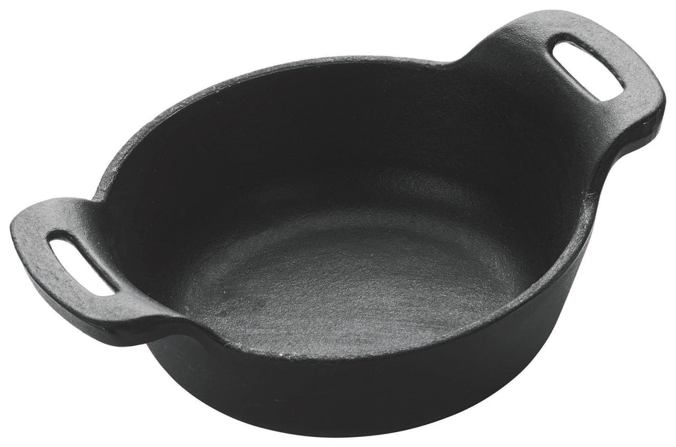 Winco CASM-5R 12 Oz Round Induction Server Cast Iron Matte Black Enamel