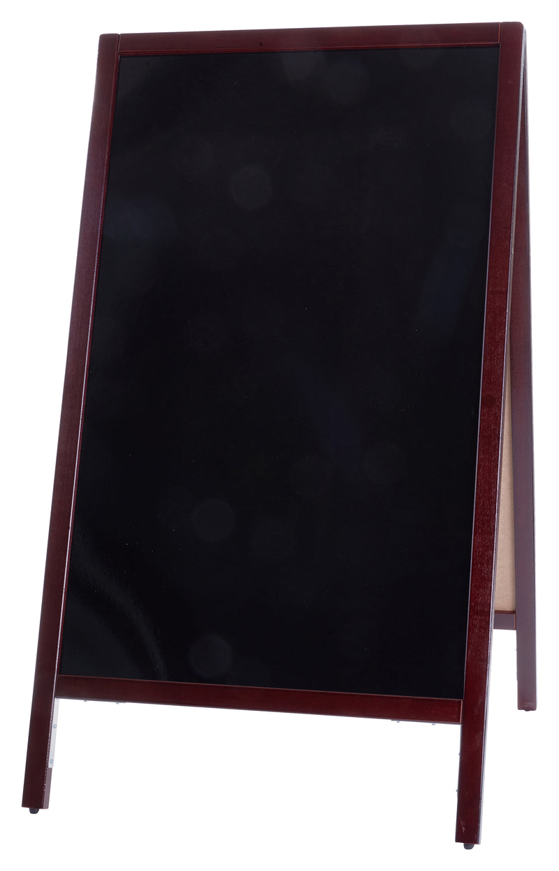 Winco MBAF-4 25-1/4 Inch Sidewalk Marker Board Dual-sided Wood Frame Mahogany