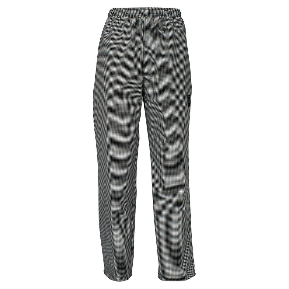 Winco UNF-4KS Small Relaxed Fit Chef Pants Houndstooth Poly-Cotton Blend