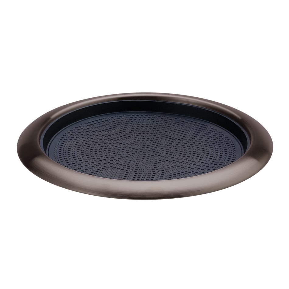 Non-Slip Removable Insert 11 in. Small Round Serving Tray in Dark Tungsten