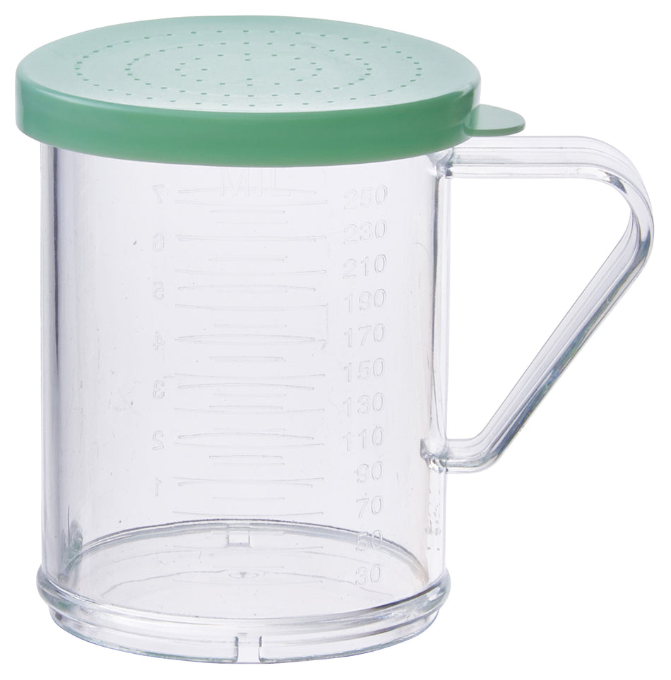 Winco PDG-10G 10 Oz Shaker Dredge With Handle NSF Polycarbonate Clear Green Lid