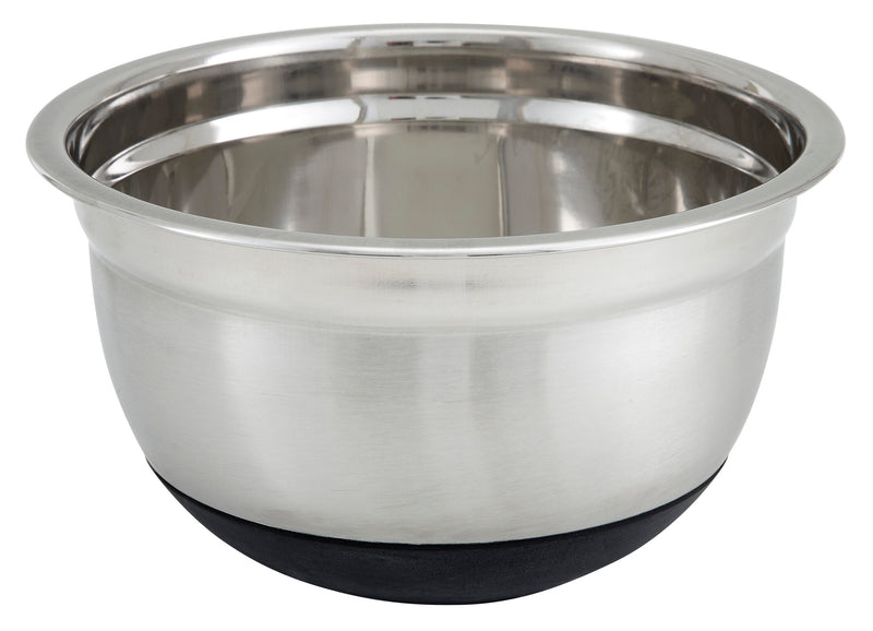 Winco MXRU-800 8 Quart German Mixing Bowl with Black Non-Slip Silicon Base Stainless Steel Mirror Finish
