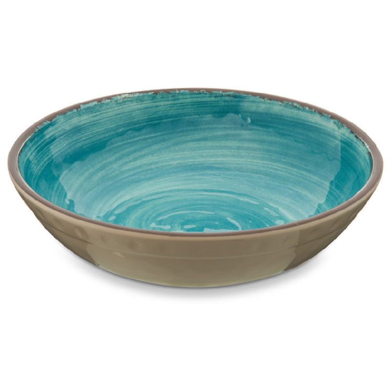 Carlisle 5401915 8 Inch Diameter Round Cereal Bowl Melamine Blue with Swirl Design