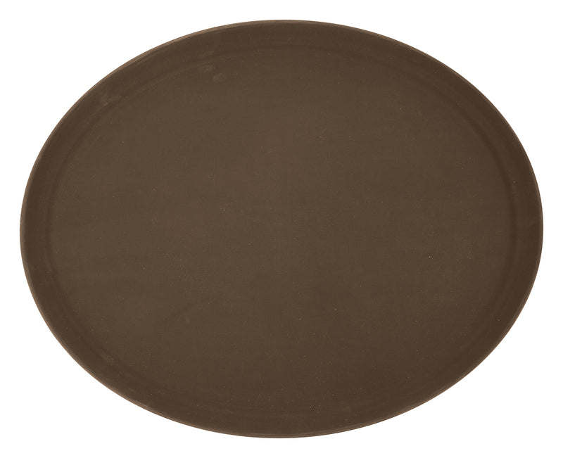 Winco TFG-2622N 26 Inch Serving Tray Non-Skid Oval Brown Fiberglass
