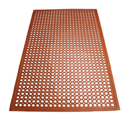 Winco RBM-35R-R 60 Inch Red Rolled Floor Mat Rubber Anti-slip Grease Resistant