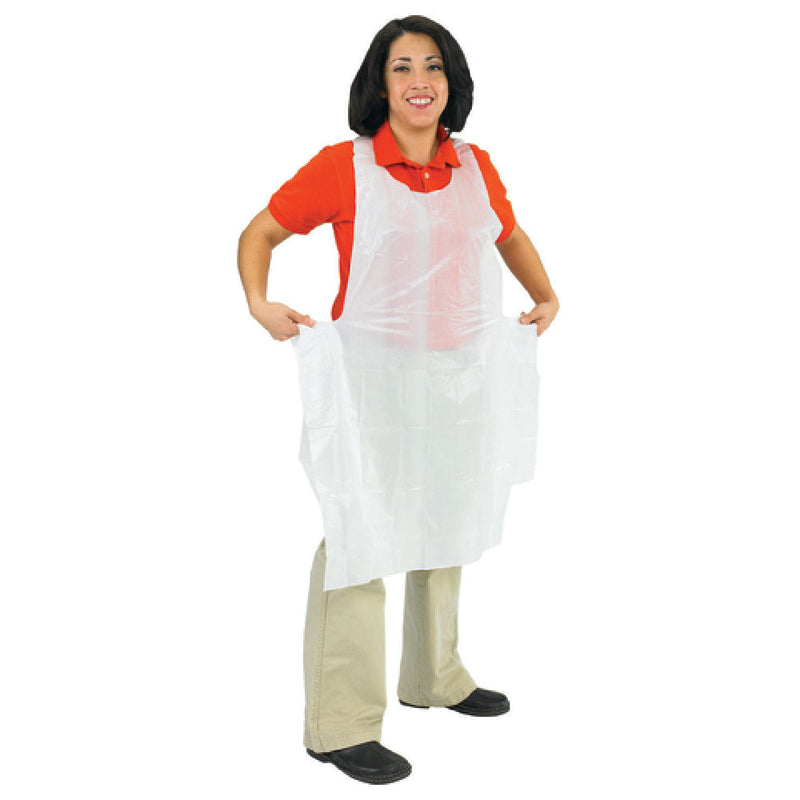 Carlisle 8706 28 Inch Disposable Bib Apron No Pocket White Polyethylene 1,000 Packs