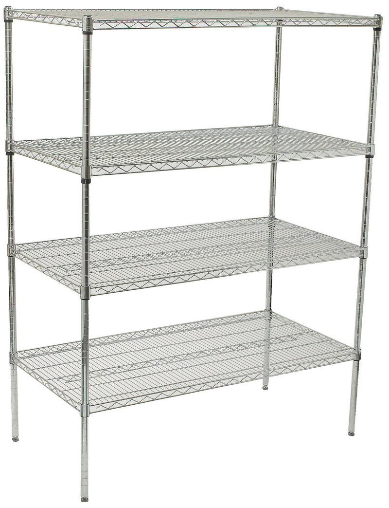 Winco VCS-2448 48 Inch 4 Tier Wire Shelving Unit Chrome Finish with Durable Design