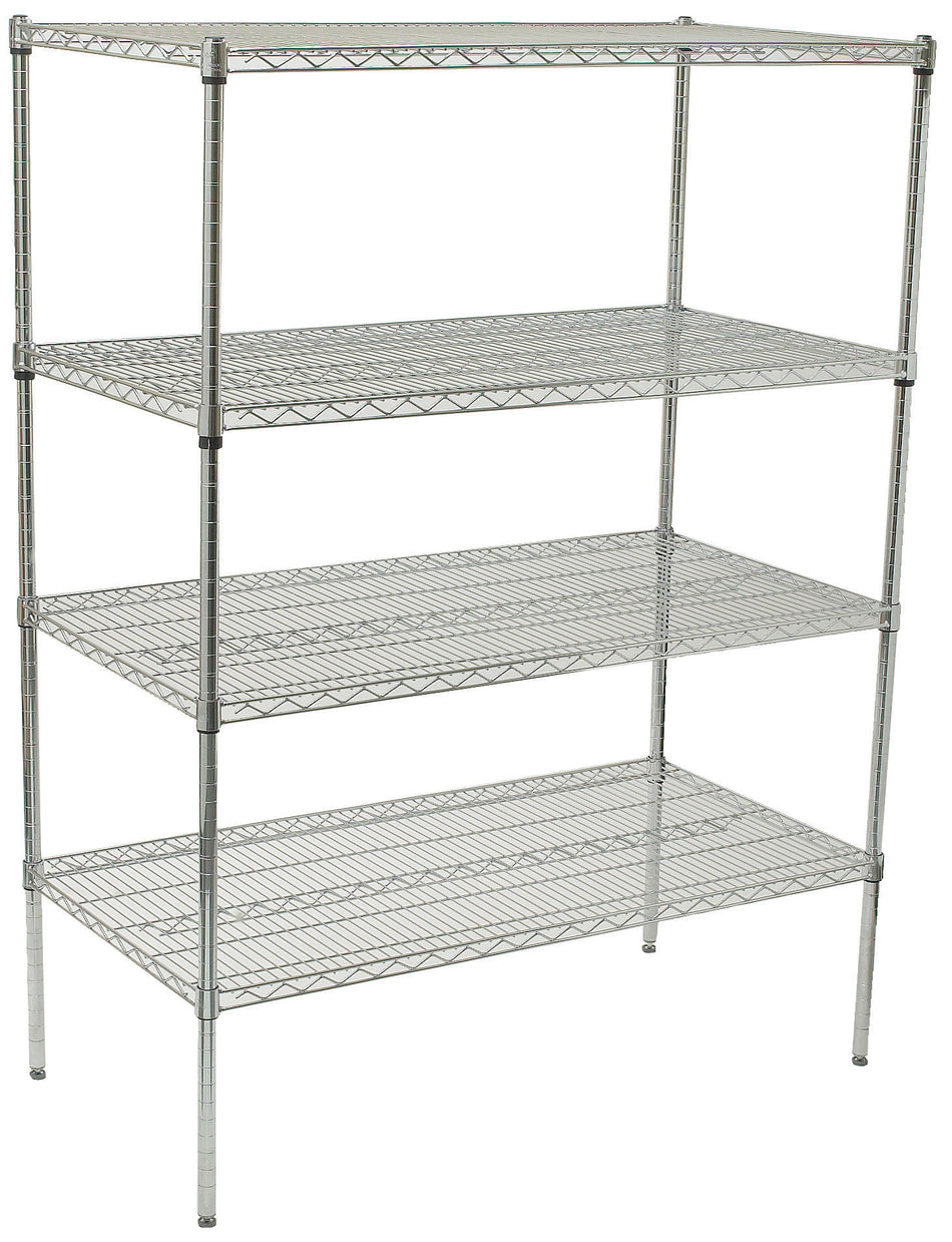 Winco VCS-2448 48 Inch 4 Tier Wire Shelving Unit Chrome Finish with Durable Design