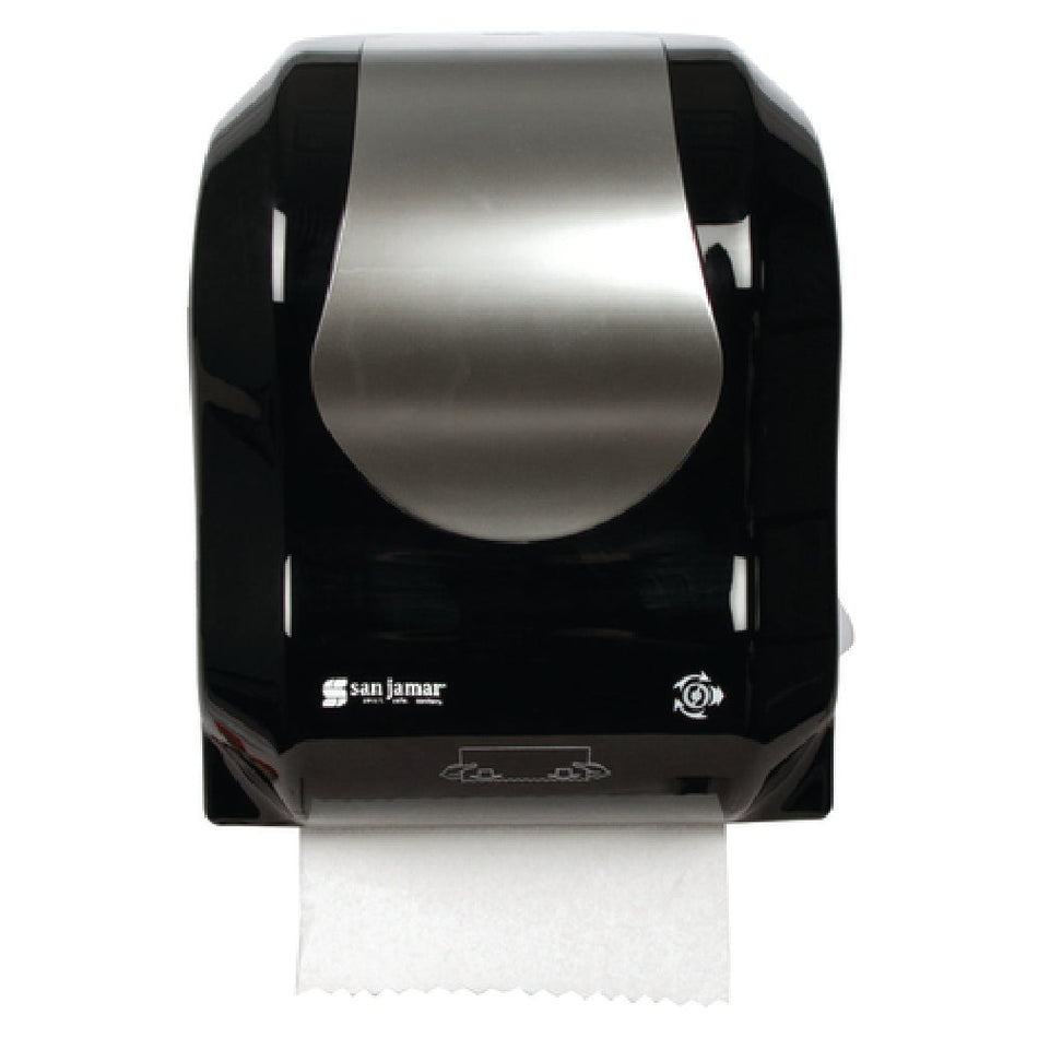 Carlisle T7470BKSS 12-3/8 Inch Paper Towel Dispenser Wall Mount Touch Free Black Plastic