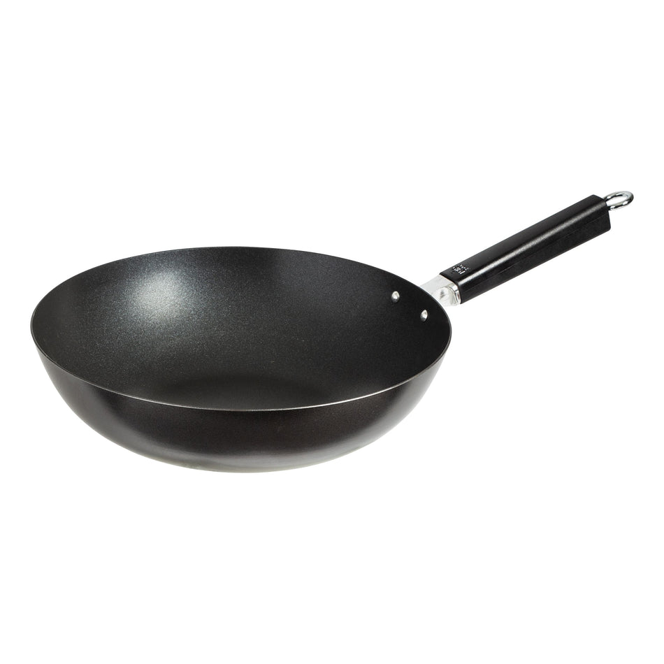 Winco J22-0030 12 Inch Stir Fry Pan with Phenolic Handle Carbon Steel Nonstick
