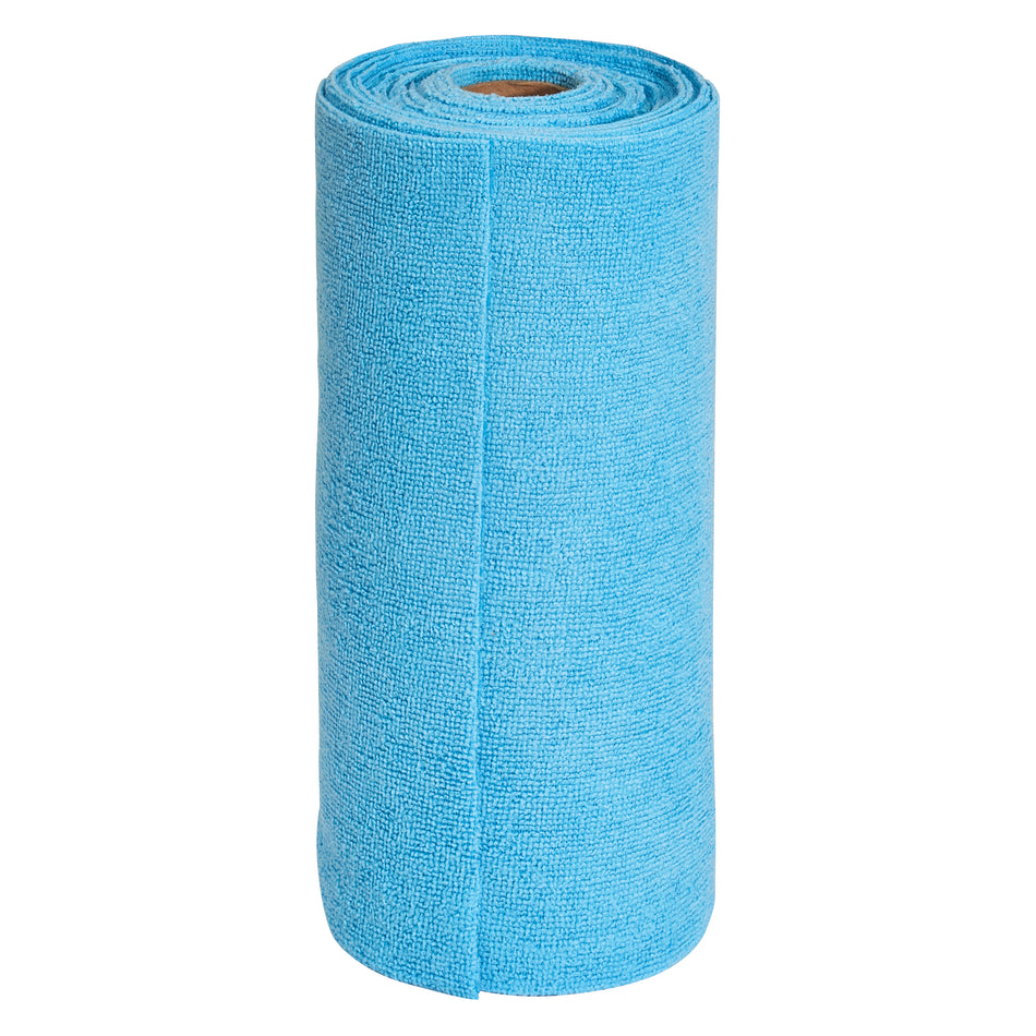 Winco BTM-12B 12 Inch Rolled Disposable Microfiber Towel 50 Sheets Blue
