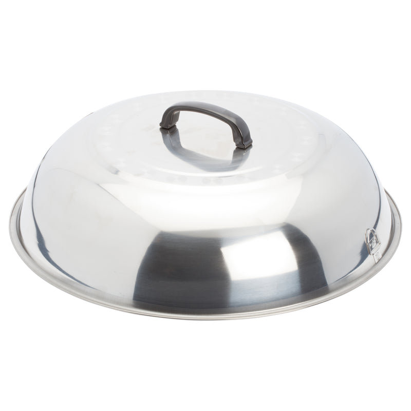 Winco 17-3/4" Stainless Steel Wok Cover with Handle - Mirror Finish