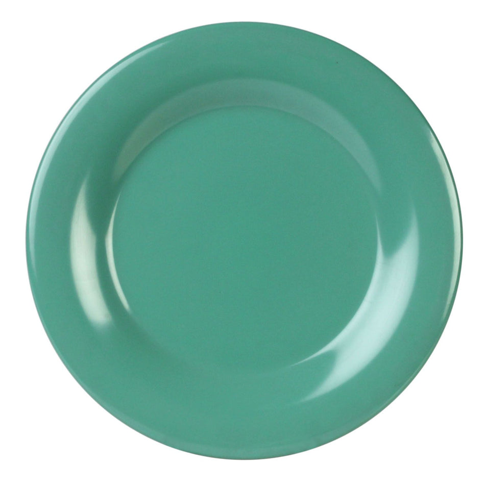 12 Pack 10-1/2" Diameter x 7/8" Height, Wide Rim Plate, Green Color, Melamine, BPA Free, Dishwasher Safe, Break-Resistant, Shatter-Resistant, No Microwave, No Oven, NSF