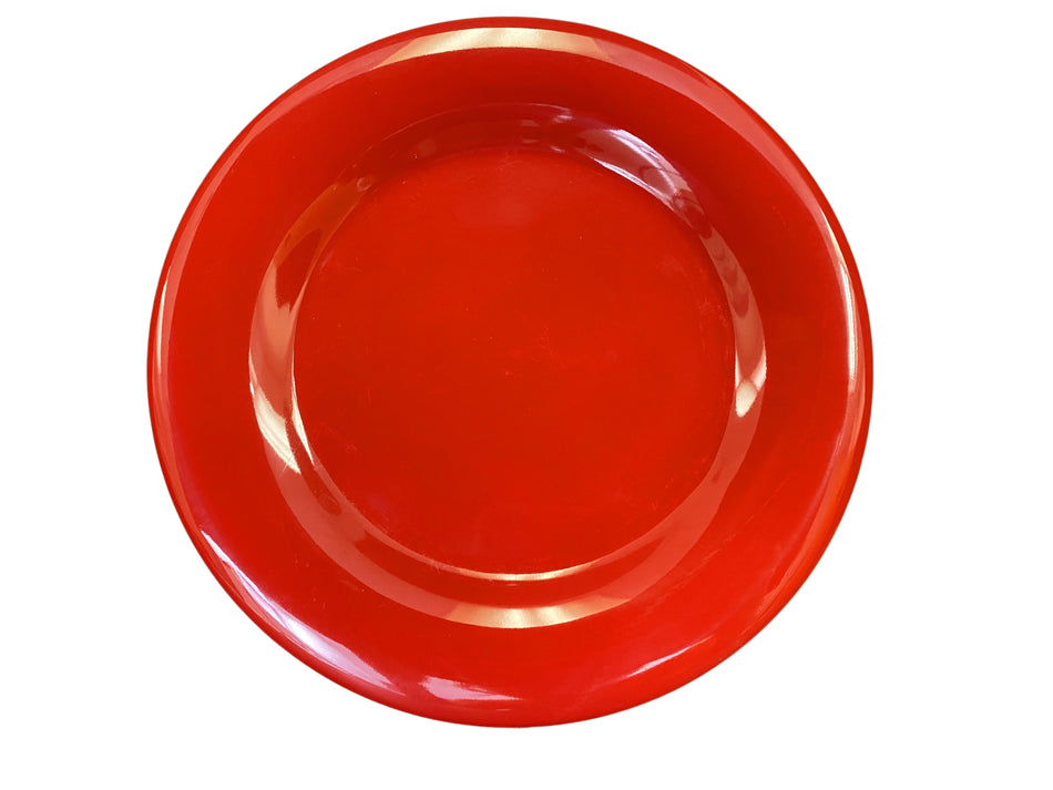 12 Pack 10-1/2" Diameter x 7/8" Height, Wide Rim Plate, Pure Red Color, Melamine, BPA Free, Dishwasher Safe, Break-Resistant, Shatter-Resistant, No Microwave, No Oven, NSF