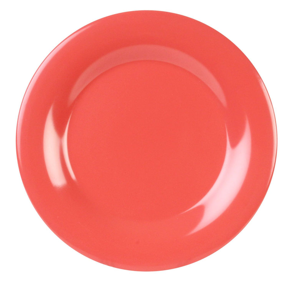 12 Pack 10-1/2" Diameter x 7/8" Height, Wide Rim Plate, Orange Color, Melamine, BPA Free, Dishwasher Safe, Break-Resistant, Shatter-Resistant, No Microwave, No Oven, NSF