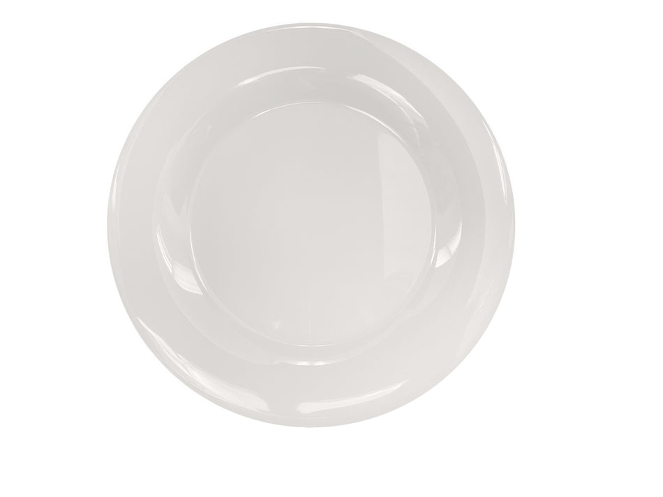 12 Pack 10-1/2" Diameter x 7/8" Height, Wide Rim Plate, Ivory Color, Melamine, BPA Free, Dishwasher Safe, Break-Resistant, Shatter-Resistant, No Microwave, No Oven, NSF