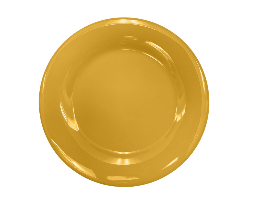 12 Pack 10-1/2" Diameter x 7/8" Height, Wide Rim Plate, Yellow Color, Melamine, BPA Free, Dishwasher Safe, Break-Resistant, Shatter-Resistant, No Microwave, No Oven, NSF