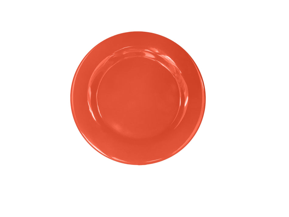 12 Pack 11-3/4" Diameter x 1" Height, Wide Rim Plate, Orange Color, Melamine, BPA Free, Dishwasher Safe, Break-Resistant, Shatter-Resistant, No Microwave, No Oven, NSF