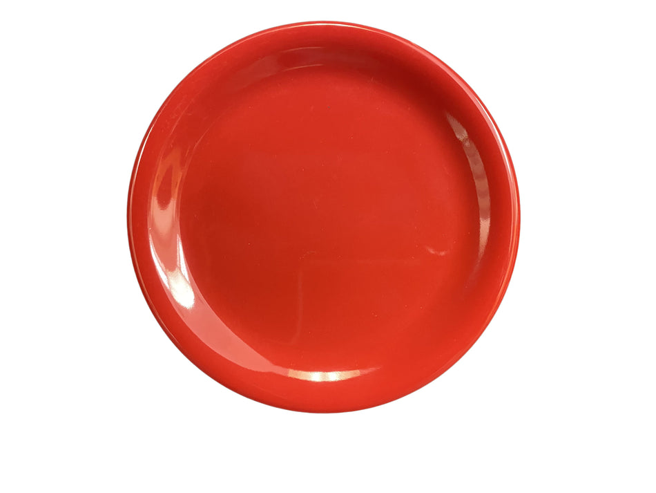 12 Pack 6-1/2" Diameter x 3/4" Height, Narrow Rim Plate, Pure Red Color, Melamine, BPA Free, Dishwasher Safe, Break-Resistant, Shatter-Resistant, No Microwave, No Oven, NSF