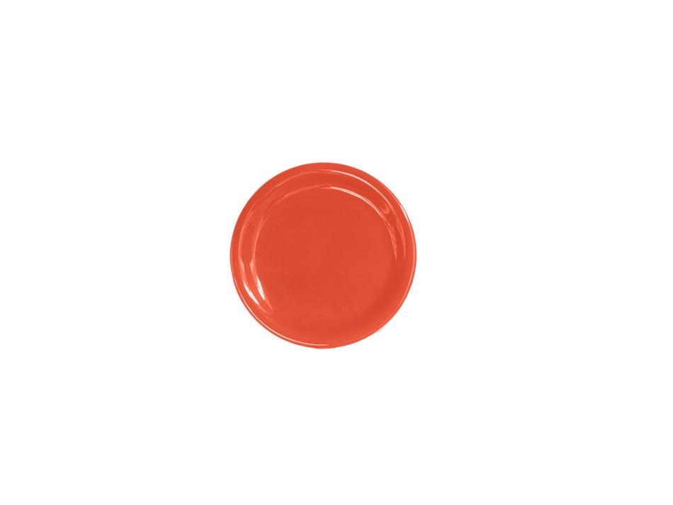 12 Pack 6-1/2" Diameter x 3/4" Height, Narrow Rim Plate, Orange Color, Melamine, BPA Free, Dishwasher Safe, Break-Resistant, Shatter-Resistant, No Microwave, No Oven, NSF