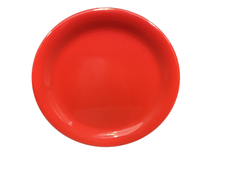 12 Pack 7-1/4" Diameter x 5/8" Height, Narrow Rim Plate, Pure Red Color, Melamine, BPA Free, Dishwasher Safe, Break-Resistant, Shatter-Resistant, No Microwave, No Oven, NSF