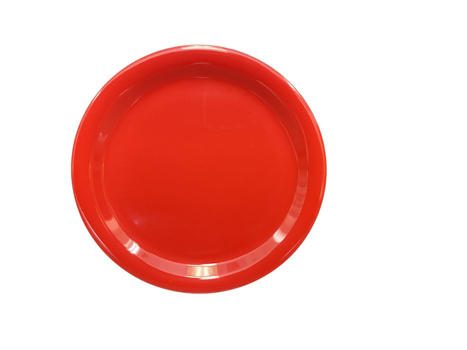 12 Pack 9" Diameter x 3/4" Height, Narrow Rim Plate, Pure Red Color, Melamine, BPA Free, Dishwasher Safe, Break-Resistant, Shatter-Resistant, No Microwave, No Oven, NSF