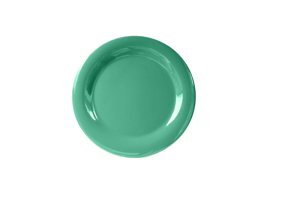 12 Pack 10-1/2" Diameter x 3/4" Height, Narrow Rim Plate, Green Color, Melamine, BPA Free, Dishwasher Safe, Break-Resistant, Shatter-Resistant, No Microwave, No Oven, NSF