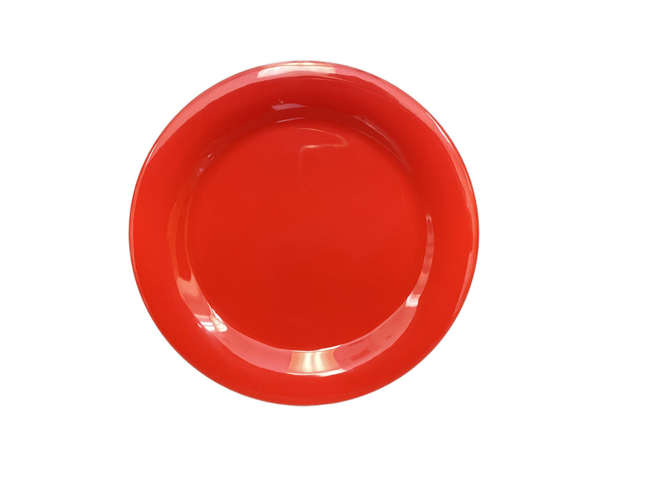 12 Pack 10-1/2" Diameter x 3/4" Height, Narrow Rim Plate, Pure Red Color, Melamine, BPA Free, Dishwasher Safe, Break-Resistant, Shatter-Resistant, No Microwave, No Oven, NSF