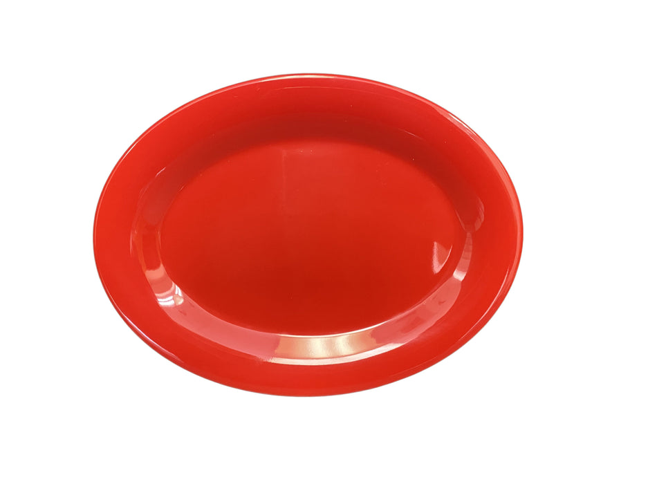 12 Pack 9-1/2" x 7-1/4" x 3/4", Platter, Pure Red Color, Melamine, BPA Free, Dishwasher Safe, Break-Resistant, Shatter-Resistant, No Microwave, No Oven, NSF