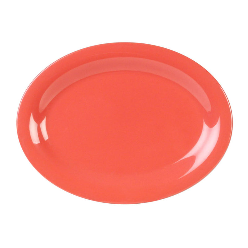 Thunder Group CR209RD 9-1/2 Inch Oval Platter Break Resistant Melamine Orange