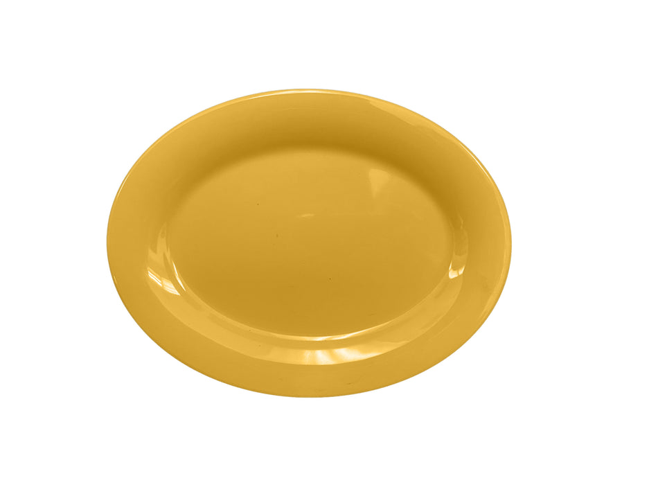 12 Pack 9-1/2" x 7-1/4" x 3/4", Platter, Yellow Color, Melamine, BPA Free, Dishwasher Safe, Break-Resistant, Shatter-Resistant, No Microwave, No Oven, NSF