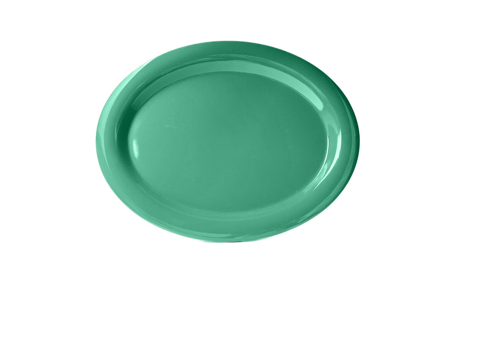 12 Pack 13-1/2" x 10-1/2" x 1", Platter, Green Color, Melamine, BPA Free, Dishwasher Safe, Break-Resistant, Shatter-Resistant, No Microwave, No Oven, NSF
