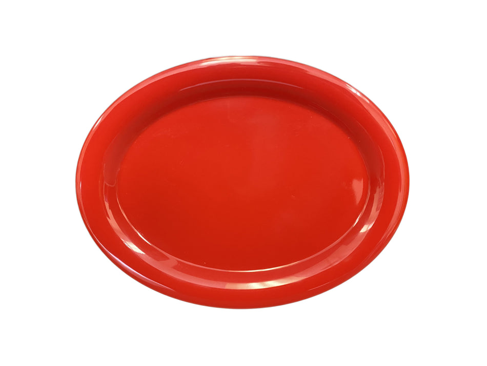12 Pack 13-1/2" x 10-1/2" x 1", Platter, Pure Red Color, Melamine, BPA Free, Dishwasher Safe, Break-Resistant, Shatter-Resistant, No Microwave, No Oven, NSF