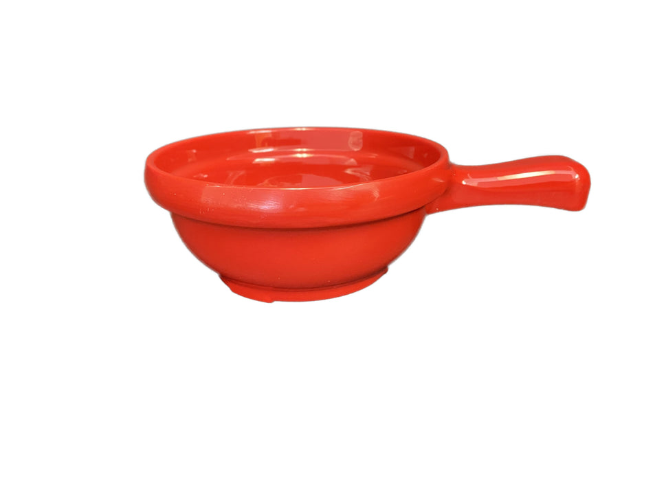 12 Pack 10 oz, 4-5/8" Diameter x 2" Height,, Soup Bowl with 2-1/8" Handle, Pure Red Color, Melamine, BPA Free, Dishwasher Safe, Break-Resistant, Shatter-Resistant, No Microwave, No Oven, NSF