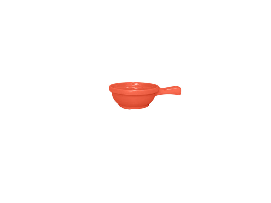 12 Pack 10 oz, 4-5/8" Diameter x 2" Height,, Soup Bowl with 2-1/8" Handle, Orange Color, Melamine, BPA Free, Dishwasher Safe, Break-Resistant, Shatter-Resistant, No Microwave, No Oven, NSF