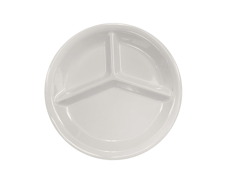 Thunder Group CR710V 10-1/4 Inch Round Plate with 3 Wells Break-Resistant Melamine Ivory