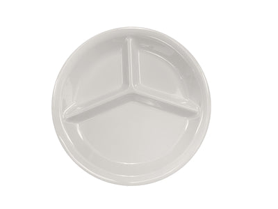 Thunder Group CR710V 10-1/4 Inch Round Plate with 3 Wells Break-Resistant Melamine Ivory