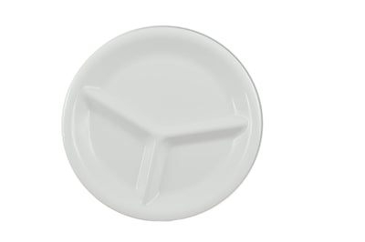 Thunder Group CR710W 10-1/4 Inch Round Plate Break Resistant White Melamine 3 Wells