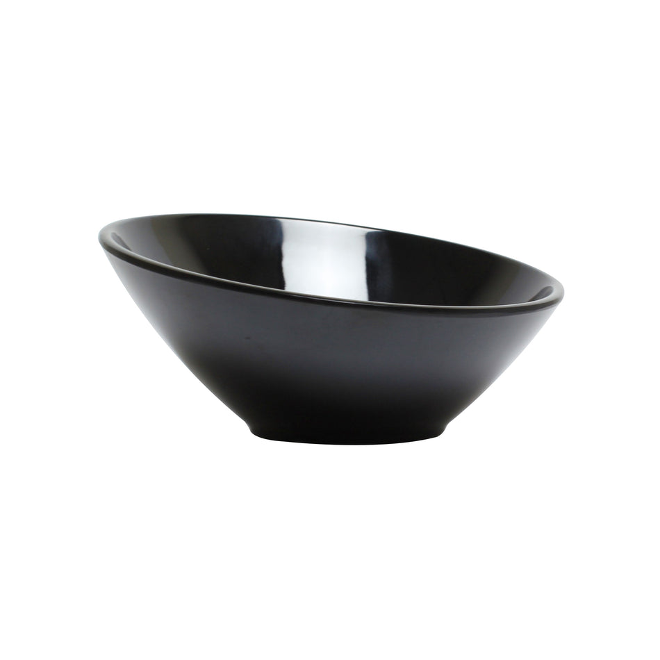 12 Pack 24 oz, 9-1/4" Diameter x 2-3/4" Height (Low Side) & 5" Height (High Side), Cascade Bowl, Black Color, Melamine, BPA Free, Dishwasher Safe, Break-Resistant, Shatter-Resistant, No Microwave, No Oven, NSF