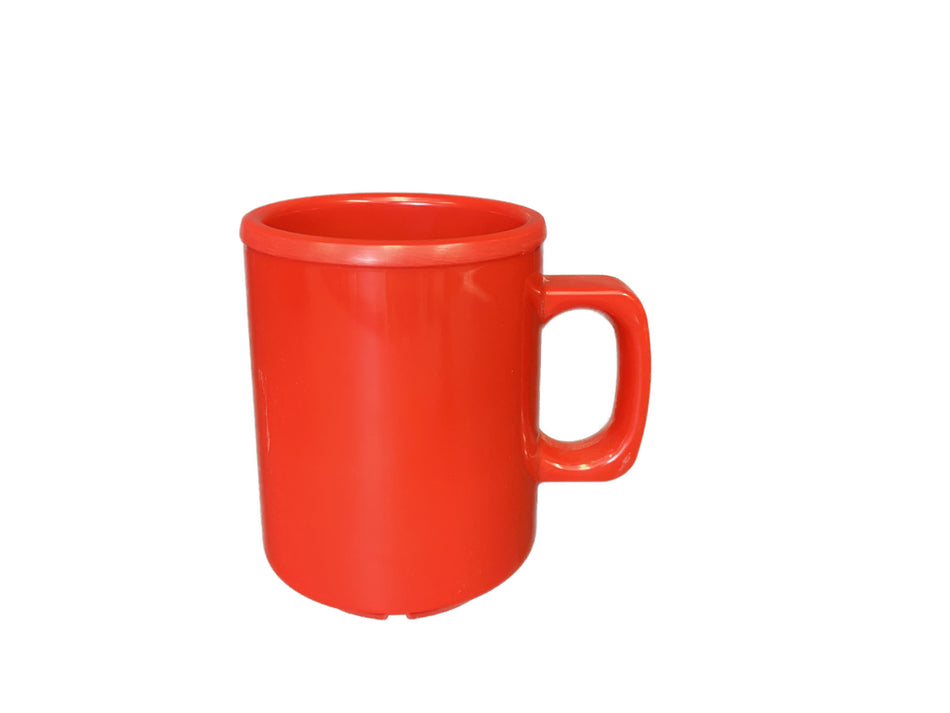 12 Pack 8 oz Mug, 2-7/8" Diameter x 3-7/8" Height, Pure Red Color, Melamine, BPA Free, Dishwasher Safe, Break-Resistant, Shatter-Resistant, No Microwave, No Oven, NSF