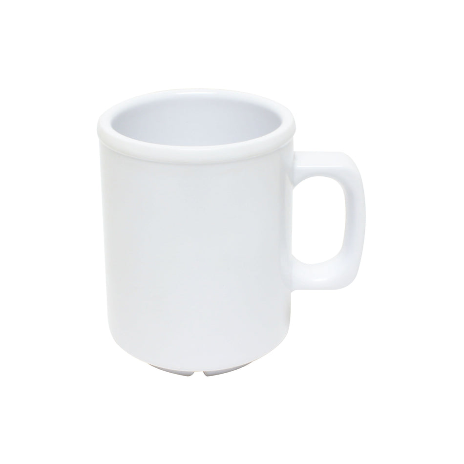 12 Pack 8 oz Mug, 2-7/8" Diameter x 3-7/8" Height, White Color, Melamine, BPA Free, Dishwasher Safe, Break-Resistant, Shatter-Resistant, No Microwave, No Oven, NSF