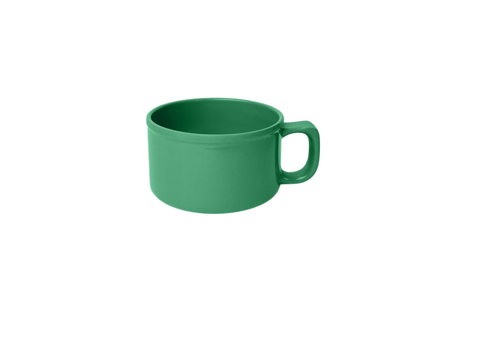 12 Pack 10 oz, 4" Diameter x 2-3/8" Height, Soup Mug, Green Color, Melamine, BPA Free, Dishwasher Safe, Break-Resistant, Shatter-Resistant, No Microwave, No Oven, NSF