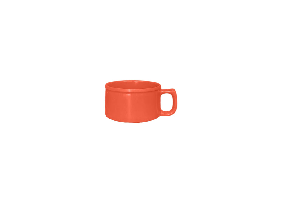 12 Pack 10 oz, 4" Diameter x 2-3/8" Height, Soup Mug, Orange Color, Melamine, BPA Free, Dishwasher Safe, Break-Resistant, Shatter-Resistant, No Microwave, No Oven, NSF