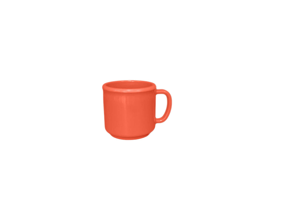 12 Pack 10 oz Mug, 3-3/8" Diameter x 3-1/8" Height, Orange Color, Melamine, BPA Free, Dishwasher Safe, Break-Resistant, Shatter-Resistant, No Microwave, No Oven, NSF