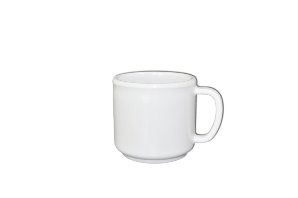 12 Pack 10 oz Mug, 3-3/8" Diameter x 3-1/8" Height, White Color, Melamine, BPA Free, Dishwasher Safe, Break-Resistant, Shatter-Resistant, No Microwave, No Oven, NSF